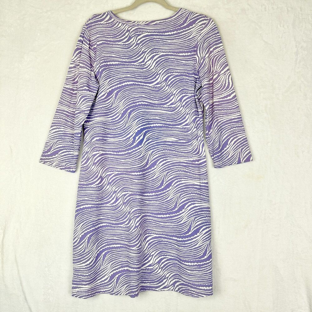 Lulu B Travel Dress Size Small 3/4 Sleeve Purple White UPF 50 Vacation Beach - Picture 2 of 4